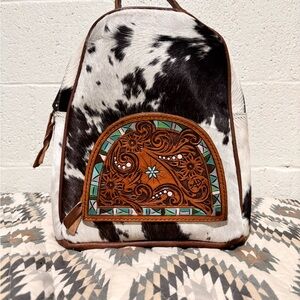 American Darling Backpack Hand Tooled Hair on Genuine Leather W. Women